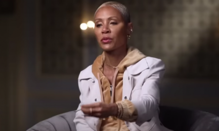 Jada Pinkett Smith Book - Jada Pinkett Smith gesturing with her hands while speaking.